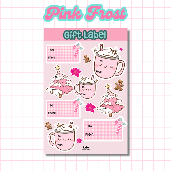 Christmas Gift Label - Pink Frost