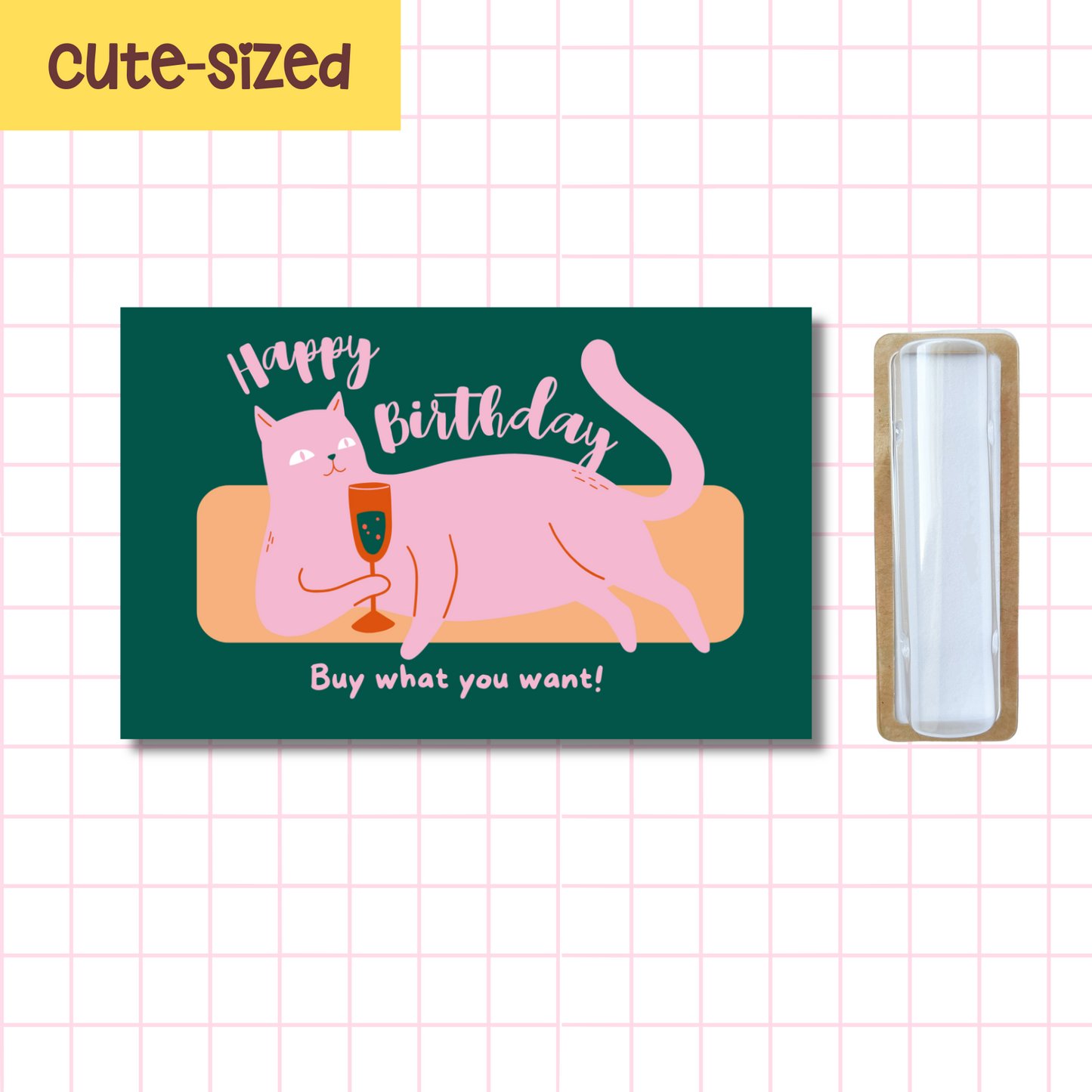 Cute Sized Feline Birthday Card