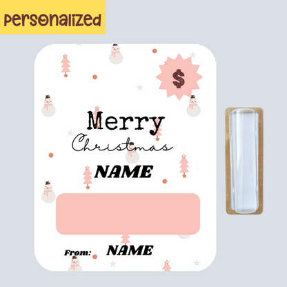 Blush Snowman  Money Greeting Card