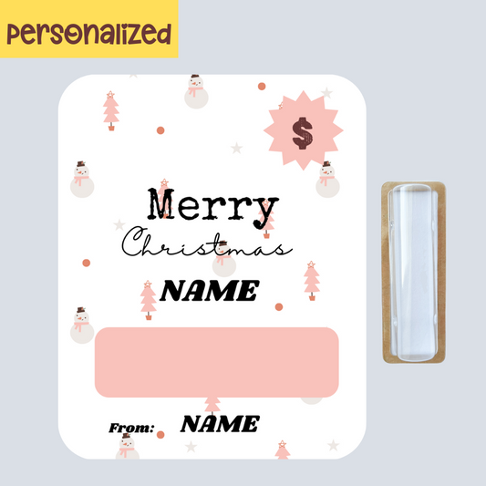 Blush Snowman  Money Greeting Card
