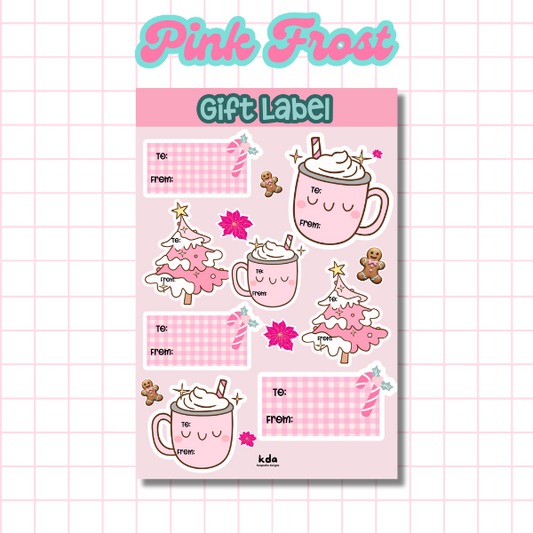 Christmas Gift Label  - Pink Frost